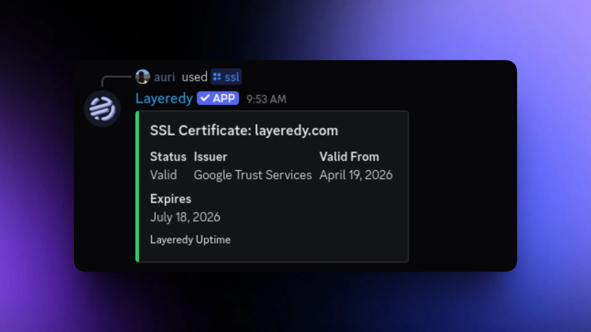 SSL certificate check in Layeredy Bot